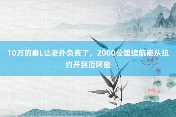 10万的秦L让老外负责了，2000公里续航能从纽约开到迈阿密