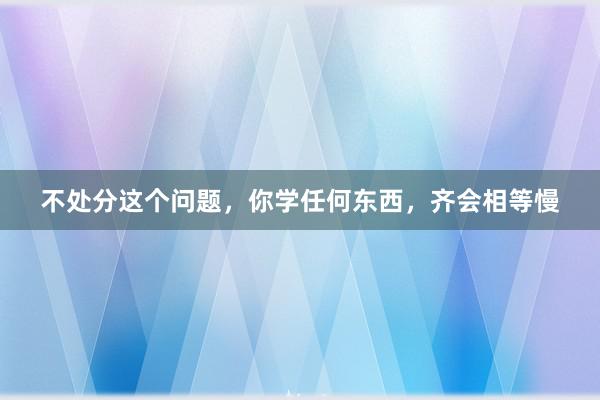 不处分这个问题，你学任何东西，齐会相等慢