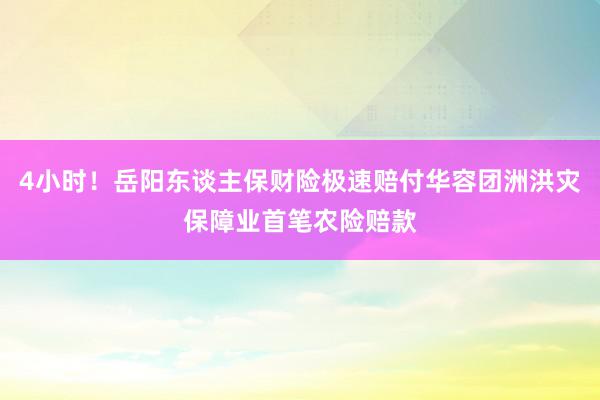 4小时！岳阳东谈主保财险极速赔付华容团洲洪灾保障业首笔农险赔款