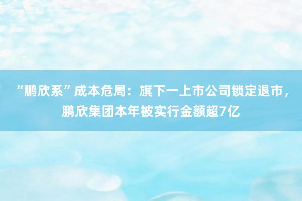 “鹏欣系”成本危局：旗下一上市公司锁定退市，鹏欣集团本年被实行金额超7亿