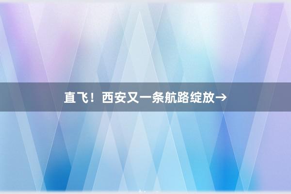 直飞！西安又一条航路绽放→