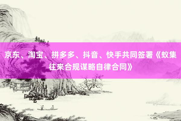 京东、淘宝、拼多多、抖音、快手共同签署《蚁集往来合规谋略自律合同》