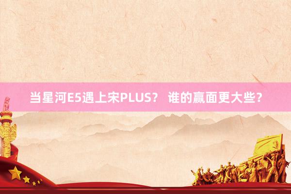 当星河E5遇上宋PLUS？ 谁的赢面更大些？