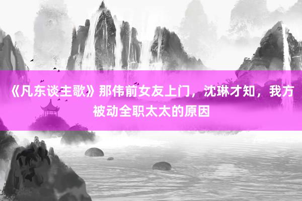 《凡东谈主歌》那伟前女友上门，沈琳才知，我方被动全职太太的原因