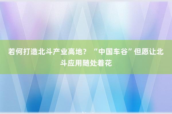 若何打造北斗产业高地？ “中国车谷”但愿让北斗应用随处着花